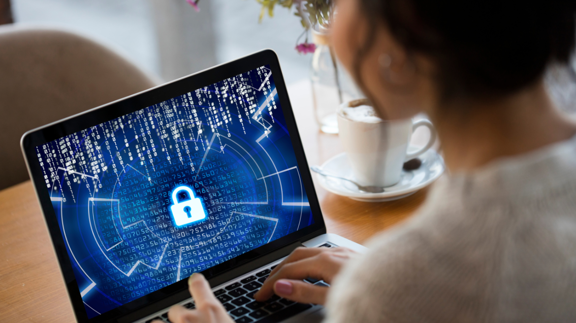 Laptop with cybersecurity screen