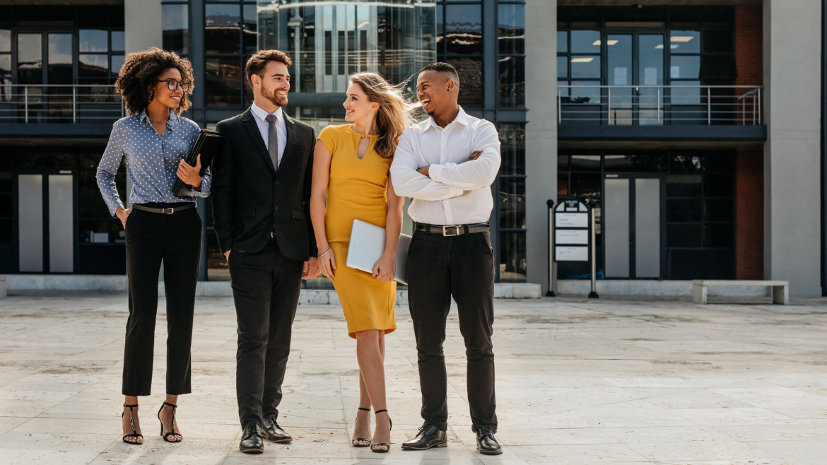 A group of deiverse young professionals